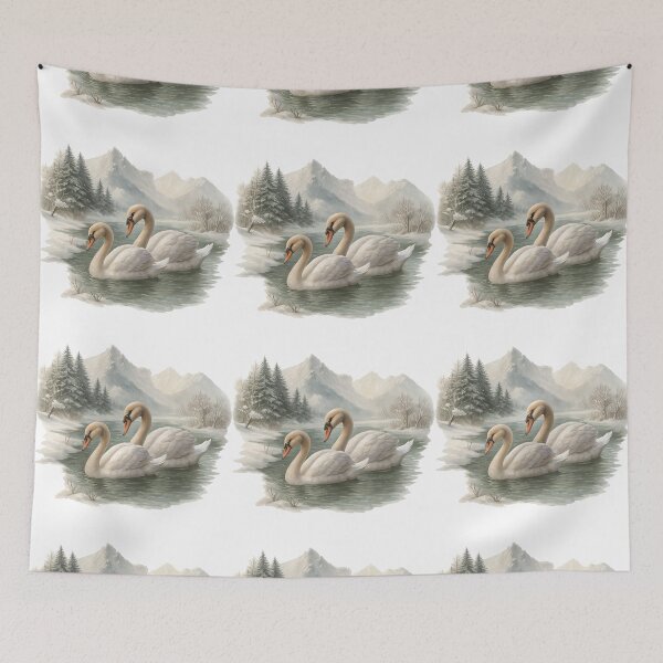 Item preview, Winter Swans on a Snowy River Scene designed and sold by ArtfulWeave.