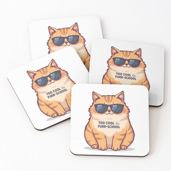 Item preview, Too Cool for Purr-School – Funny Cat with Sunglasses designed and sold by Kavya Art.