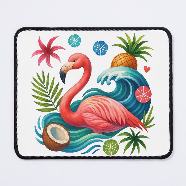 Item preview, Tropical Flamingo with Coconut and Pineapple designed and sold by ArtfulWeave.