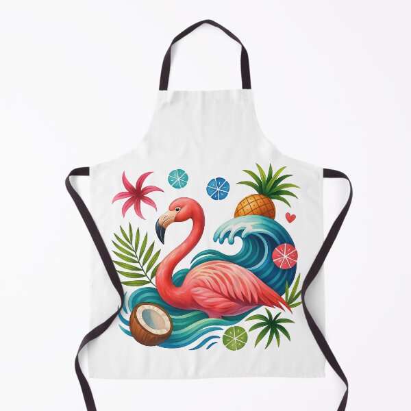 Item preview, Tropical Flamingo with Coconut and Pineapple designed and sold by ArtfulWeave.