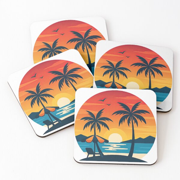 Item preview, Minimalist Sunset Beach Scene with Palm Trees designed and sold by ArtfulWeave.