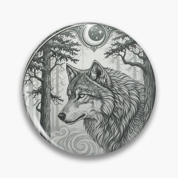 Item preview, Mystical Wolf in Forest Fog: Vintage T-Shirt Graphic in Frank Frazetta and Mucha Style designed and sold by Wild-way Art.