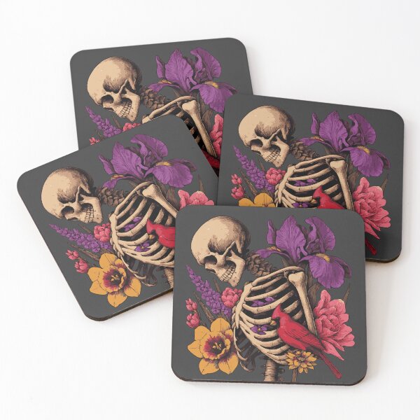 Item preview, Skeleton and Cardinal Surrounded by Blooming Flowers designed and sold by -DEEWOLF-.