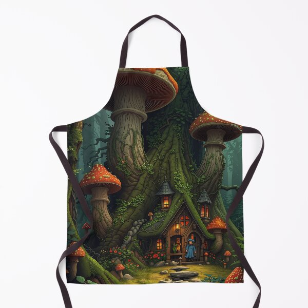 Item preview, Enchanted Mushroom Cottage in the Forest – Goblincore Fantasy Art designed and sold by bgrzblkdigital.