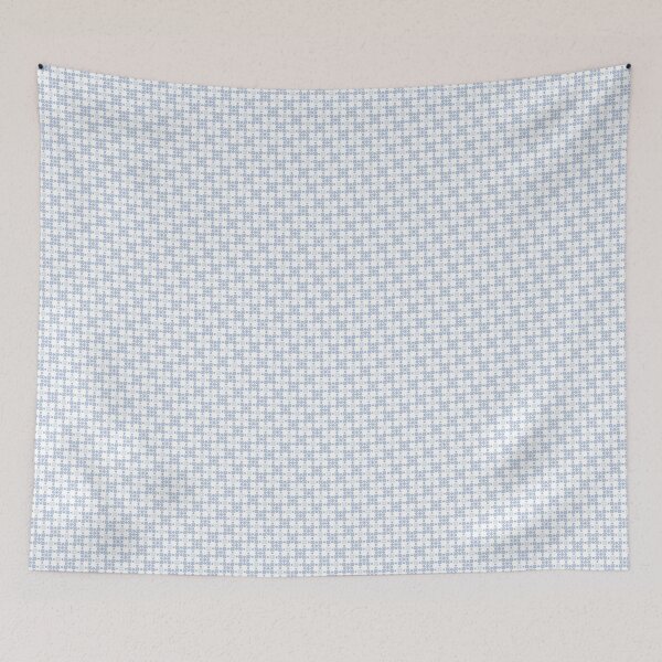 Item preview, Light blue floral tile pattern with dotted accents on white designed and sold by juthamas8426.