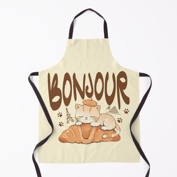 Aperçu de l'œuvre Bonjour - French Cat France Lover Francophile créée et vendue par Colorfulman.