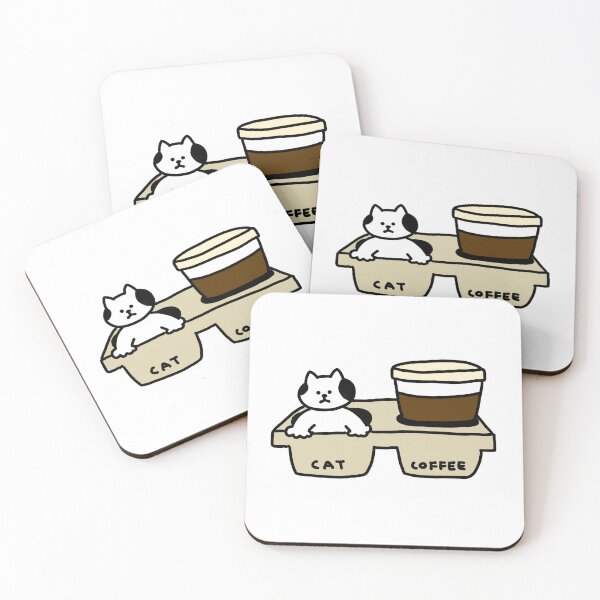 Item preview, a Cat and a cup of coffee in the tray designed and sold by superbaechoo.