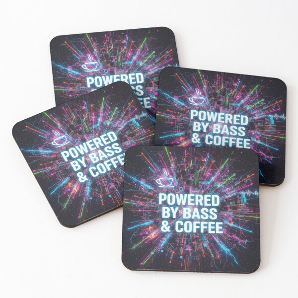 Item preview, POWERED BY BASS & COFFEE Funny Rave Music T-Shirt designed and sold by Elixyred.