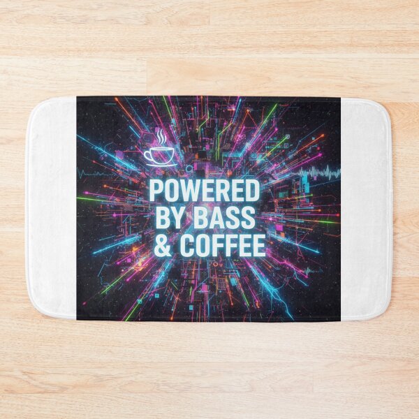 Item preview, POWERED BY BASS & COFFEE Funny Rave Music T-Shirt designed and sold by Elixyred.