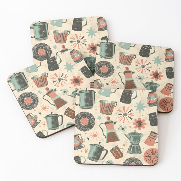 Item preview, Mid-Century Atomic Coffee Pattern – Retro Kitchen & Lounge Design designed and sold by VibranPalette.