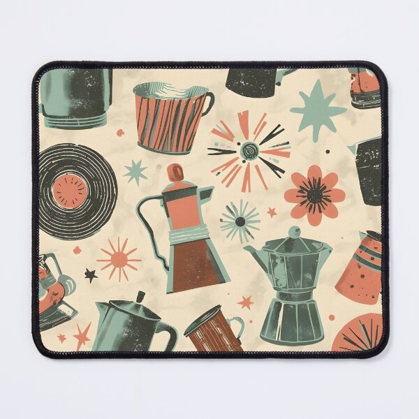 Item preview, Mid-Century Atomic Coffee Pattern – Retro Kitchen & Lounge Design designed and sold by VibranPalette.