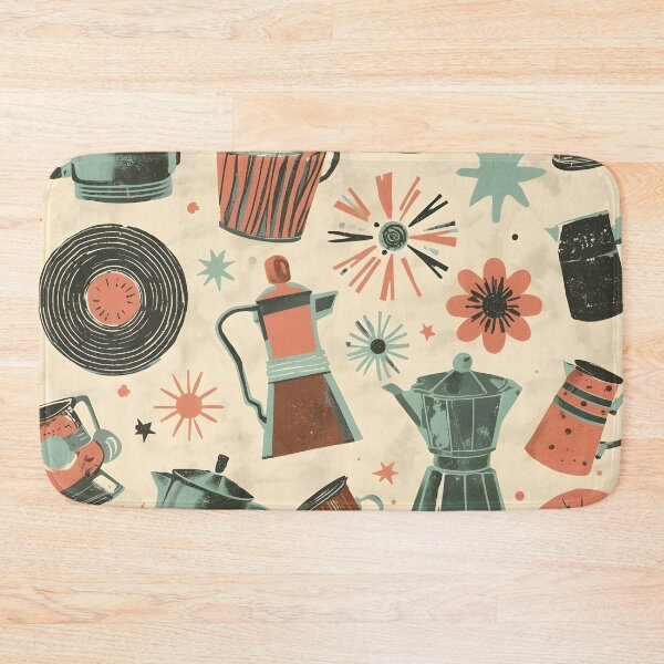 Item preview, Mid-Century Atomic Coffee Pattern – Retro Kitchen & Lounge Design designed and sold by VibranPalette.