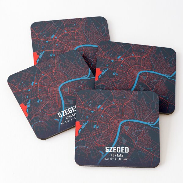 Item preview, Szeged Red & Blue Minimalist Map designed and sold by HomeLivingCo.