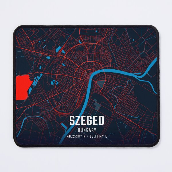Item preview, Szeged Red & Blue Minimalist Map designed and sold by HomeLivingCo.