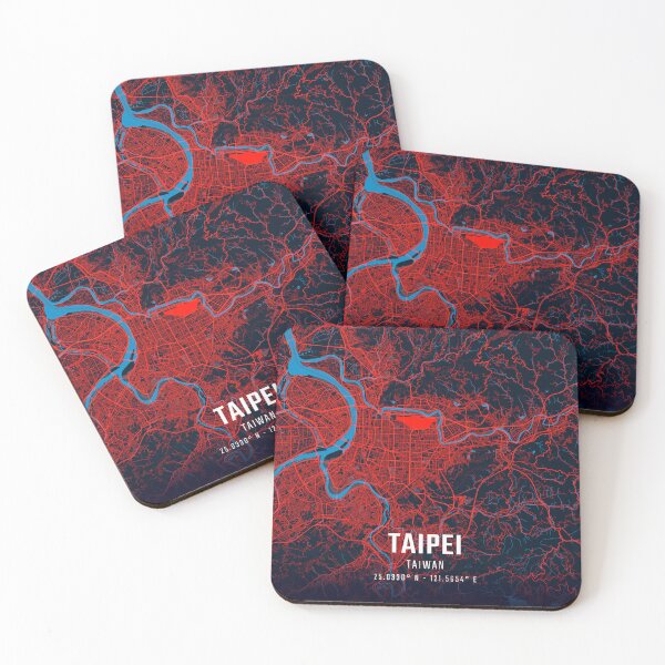 Item preview, Taipei Red & Blue Minimalist Map designed and sold by HomeLivingCo.