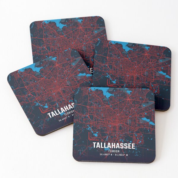 Item preview, Tallahassee Red & Blue Minimalist Map designed and sold by HomeLivingCo.