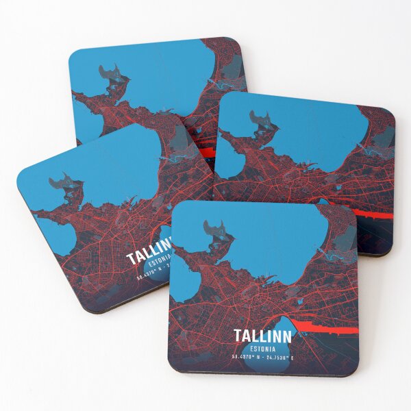 Item preview, Tallinn Red & Blue Minimalist Map designed and sold by HomeLivingCo.