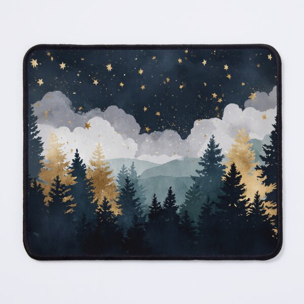 Item preview, Cute Watercolor Starry Forest with Gold Trees Dreamy Night Sky Aesthetic Vibes designed and sold by MysticMarble.