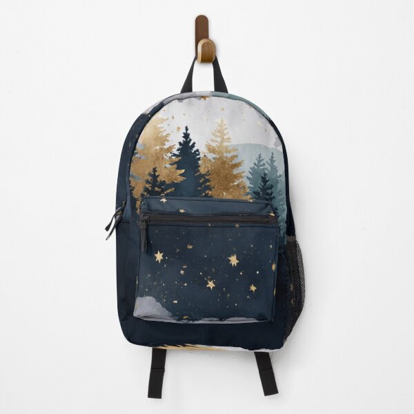 Item preview, Cute Watercolor Starry Forest with Gold Trees Dreamy Night Sky Aesthetic Vibes designed and sold by MysticMarble.