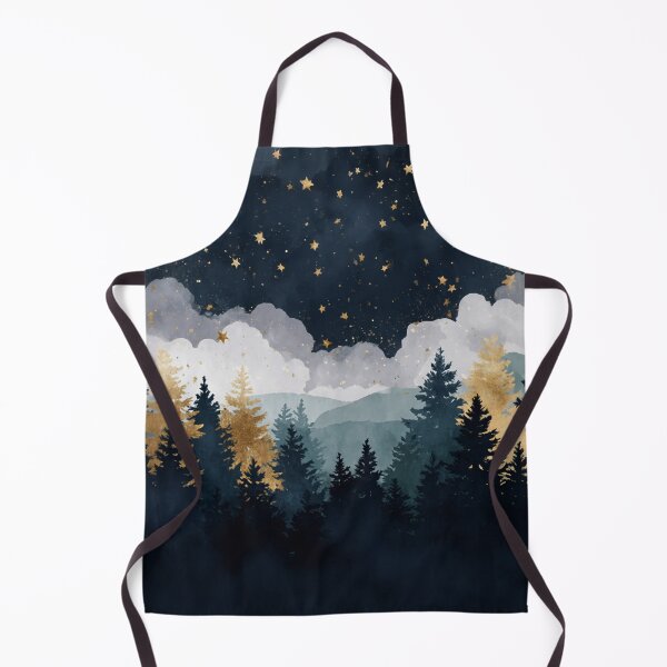 Item preview, Cute Watercolor Starry Forest with Gold Trees Dreamy Night Sky Aesthetic Vibes designed and sold by MysticMarble.