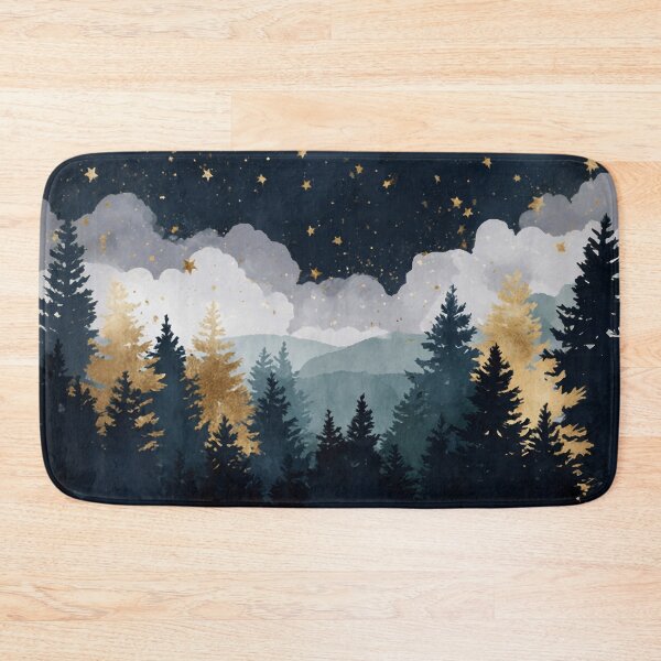 Item preview, Cute Watercolor Starry Forest with Gold Trees Dreamy Night Sky Aesthetic Vibes designed and sold by MysticMarble.