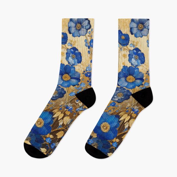 Item preview, Golden Bloom – Sapphire Flowers in Klimt’s Garden designed and sold by Ewa Miller.