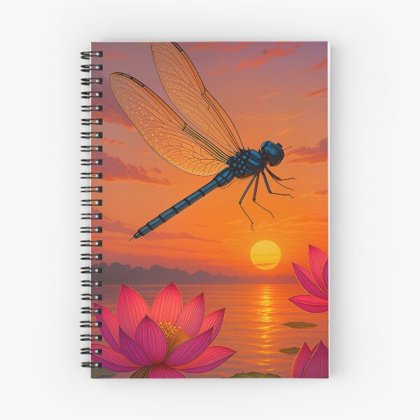 Item preview, Dragonfly and Lotus Flower Art | Tranquil Floral Nature Sunset Design | Mindfulness & Zen-Inspired Gift designed and sold by MagicShop3000.