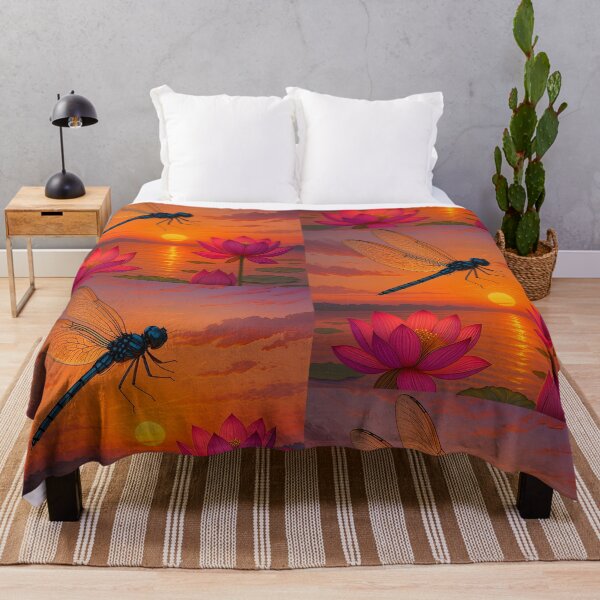Item preview, Dragonfly and Lotus Flower Art | Tranquil Floral Nature Sunset Design | Mindfulness & Zen-Inspired Gift designed and sold by MagicShop3000.