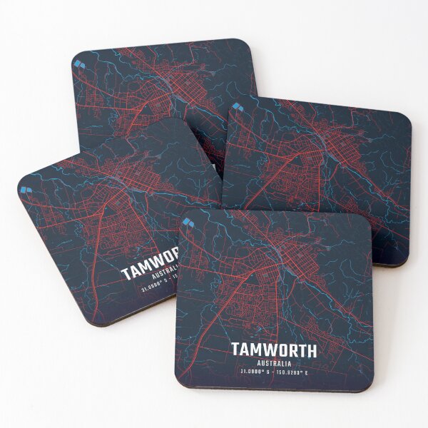 Item preview, Tamworth Red & Blue Minimalist Map designed and sold by HomeLivingCo.