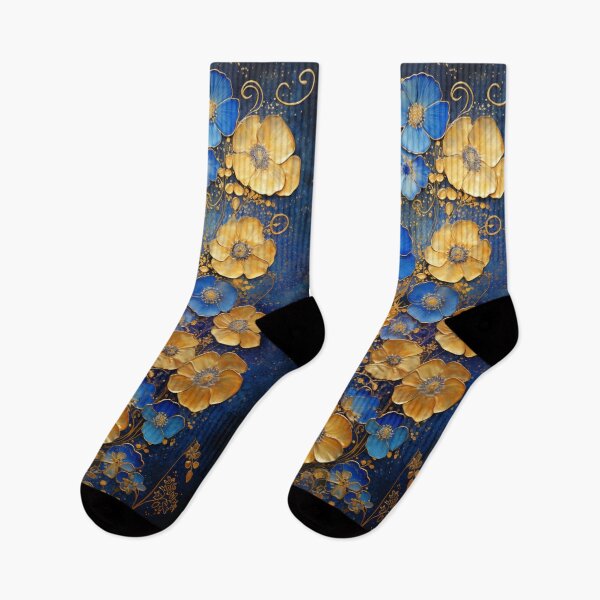 Item preview, Golden Bloom – Sapphire Flowers in Klimt’s Garden designed and sold by Ewa Miller.