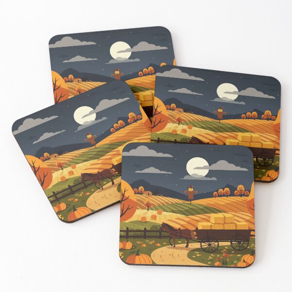 Item preview, Rural landscape at night during the grain harvest designed and sold by Design4uStudio.