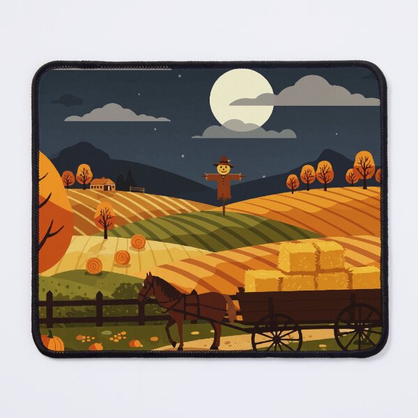 Item preview, Rural landscape at night during the grain harvest designed and sold by Design4uStudio.