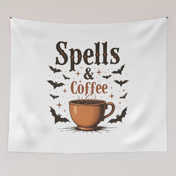 Item preview, Spells & Coffee – Vintage Gothic Halloween T-Shirt for Coffee Lovers designed and sold by relso.