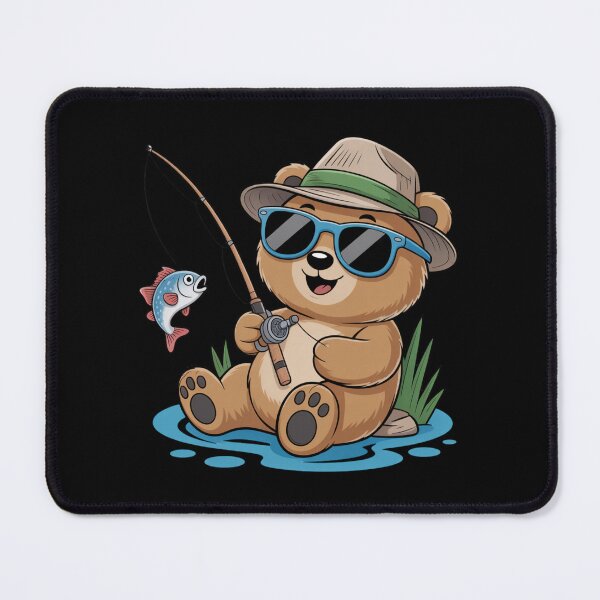 Item preview, Fishing Bear – Cool Relaxed Bear Fishing Cartoon Design designed and sold by ColorSplash123.