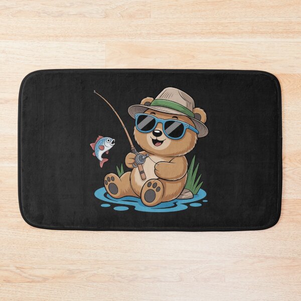 Item preview, Fishing Bear – Cool Relaxed Bear Fishing Cartoon Design designed and sold by ColorSplash123.