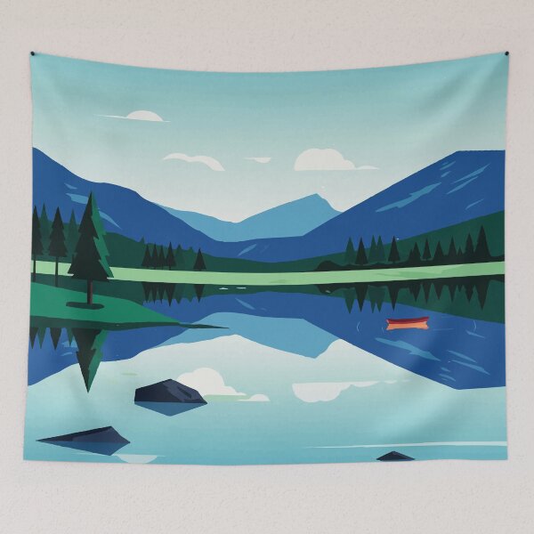 Item preview, Mountainous landscape of a lake designed and sold by Design4uStudio.