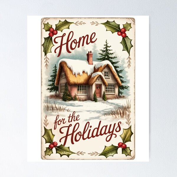 Item preview, Vintage Christmas Home For The Holidays  designed and sold by OutbreakDesigns.