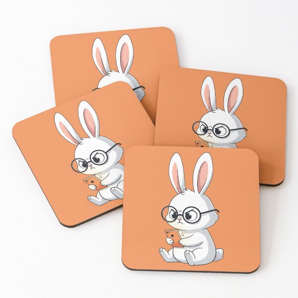 Item preview, Minimalist Bunny Max with Glasses and Cell Phone designed and sold by F3L1Z.