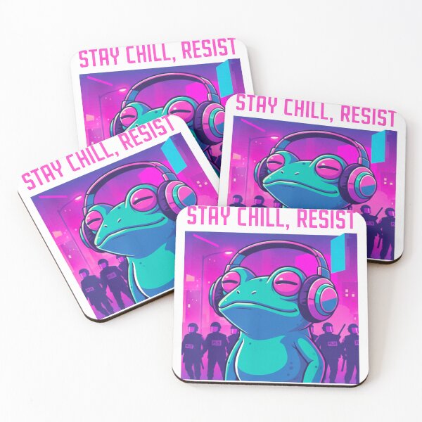 Item preview, Stay Chill, Resist - Vaporwave Aesthetic Portland Frog No King designed and sold by j-2k.