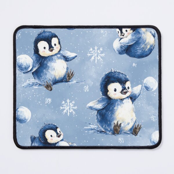 Item preview, Cute Baby Penguins Playing with Snowballs – Winter Holiday Kawaii Animal Pattern designed and sold by ThaiArtShop.
