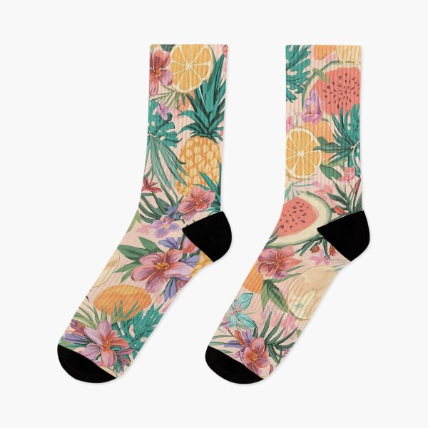 Item preview, Pastel Tropical Pattern – Pineapples, Citrus & Hibiscus designed and sold by Esterlane.