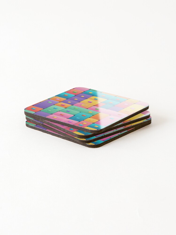 Thumbnail 4 of 5, Coasters (Set of 4), Colorful Geometric Blocks – Abstract Pattern Design designed and sold by DreamistStore.