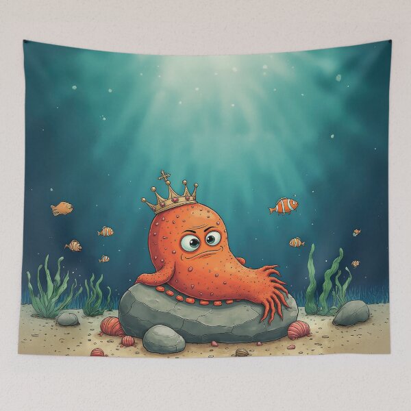 Item preview, King of the Sea – Grumpy Ocean Ruler Cartoon designed and sold by Whimsical Hug.