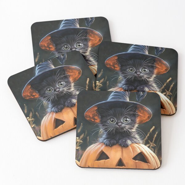 Item preview, Spooky Cute Kitten Witch on Jack-o'-Lantern designed and sold by Creet-Design.