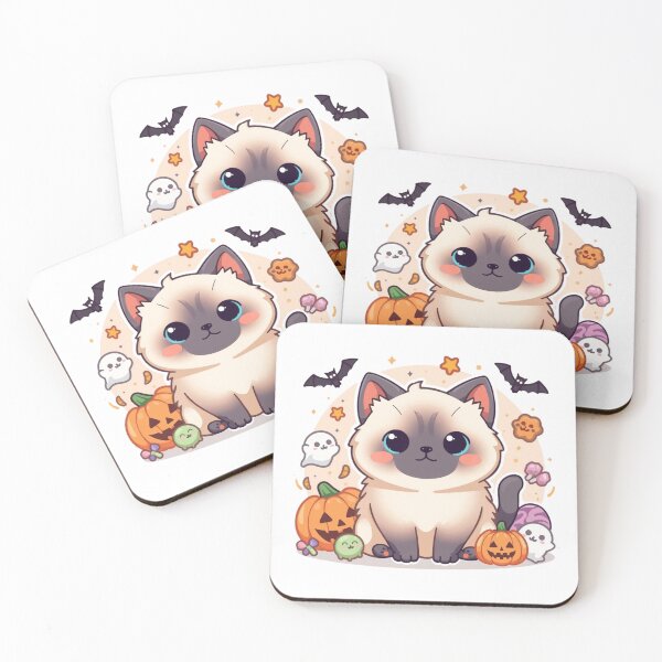 Item preview, Super Cute Kawaii Halloween Siamese Cat designed and sold by Siamcatshop.
