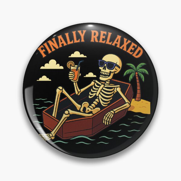 Item preview, Finally Relaxed – Funny Skeleton Floating on Coffin Pool Float | Dark Humor Beach Design designed and sold by Ammar Studio.
