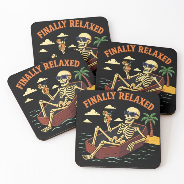 Item preview, Finally Relaxed – Funny Skeleton Floating on Coffin Pool Float | Dark Humor Beach Design designed and sold by Ammar Studio.