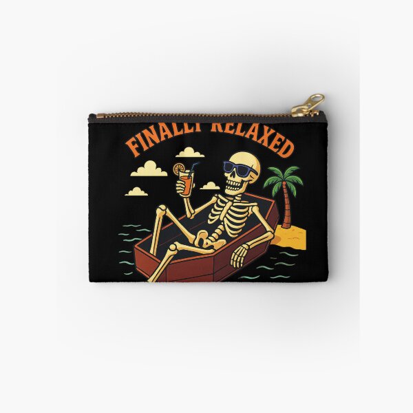 Item preview, Finally Relaxed – Funny Skeleton Floating on Coffin Pool Float | Dark Humor Beach Design designed and sold by Ammar Studio.
