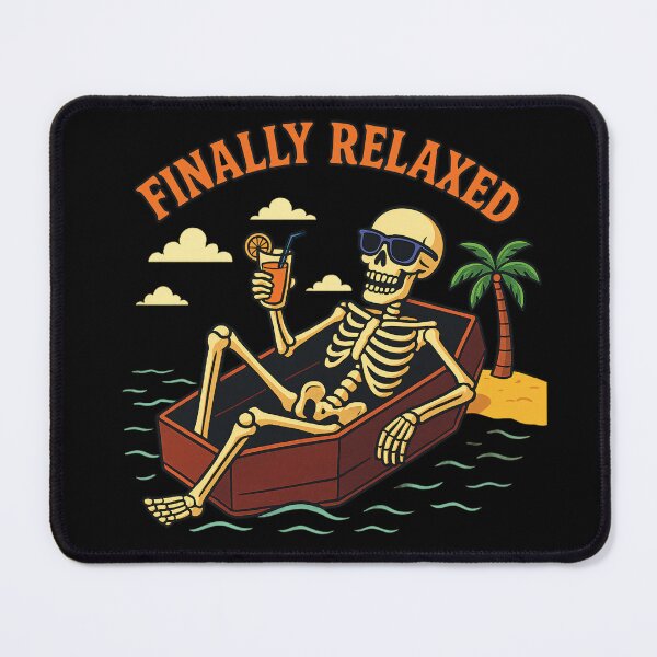 Item preview, Finally Relaxed – Funny Skeleton Floating on Coffin Pool Float | Dark Humor Beach Design designed and sold by Ammar Studio.