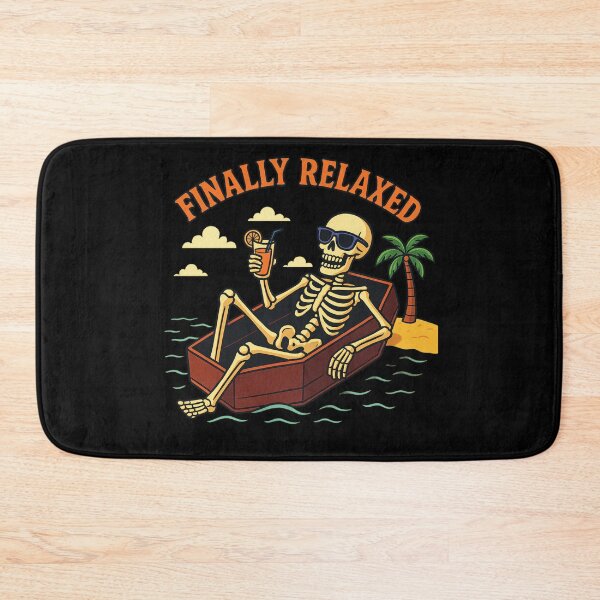 Item preview, Finally Relaxed – Funny Skeleton Floating on Coffin Pool Float | Dark Humor Beach Design designed and sold by Ammar Studio.